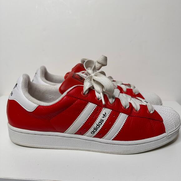Adidas Mens Originals Shell Toe Red White Vintage 90s Y2K Sneakers Shoes Sz 11.5 - Picture 3 of 8